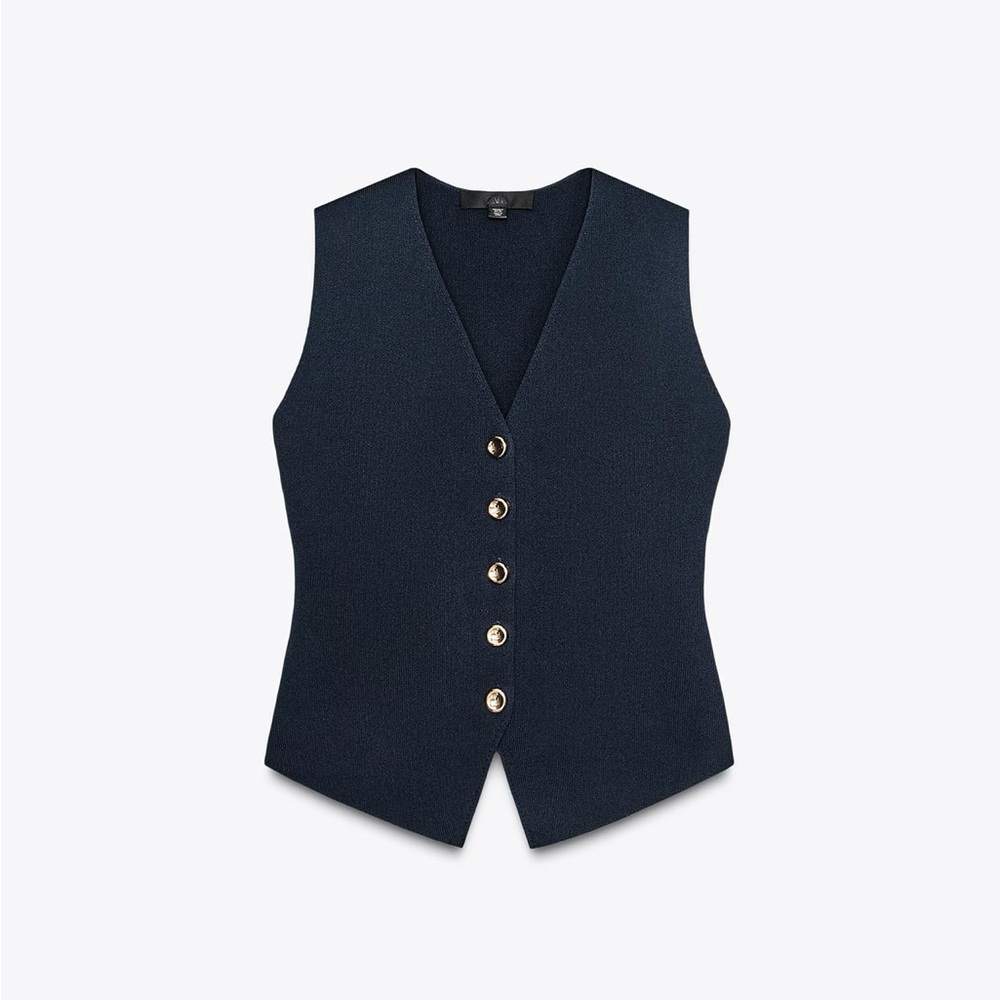 Zara Navy Blue Knit Vest Top